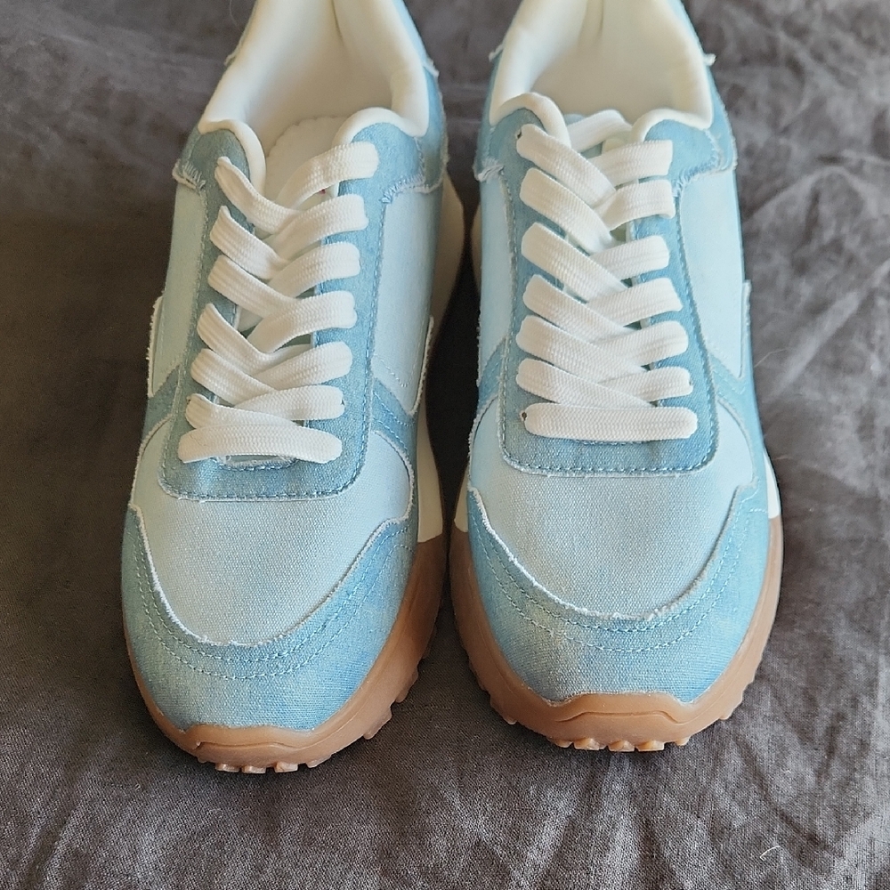Ladies Light Blue and White Sneakers 8.5